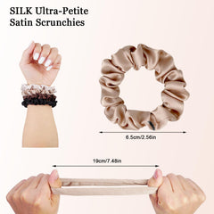 SEVEN STYLE Ultra-Petite satin scrunchies marrón oscuro, opción versátil para peinados elegantes
