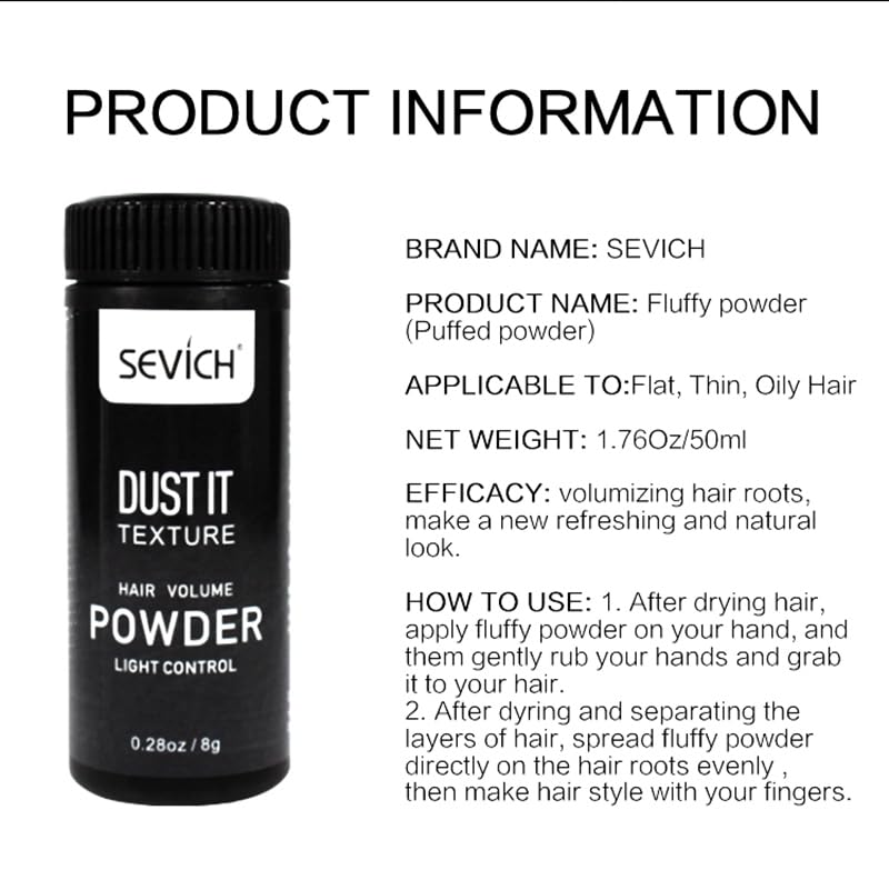 SEVICH Polvo adaptable a diferentes tipos de cabello para más cuerpo.