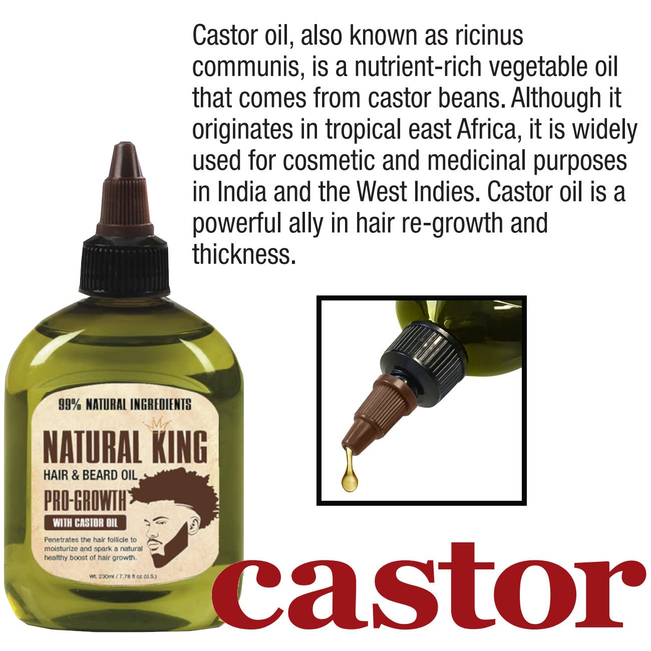 SFC Natural King Pro-Crecimiento, etiqueta resalta fórmula 99% natural y cuidado suave