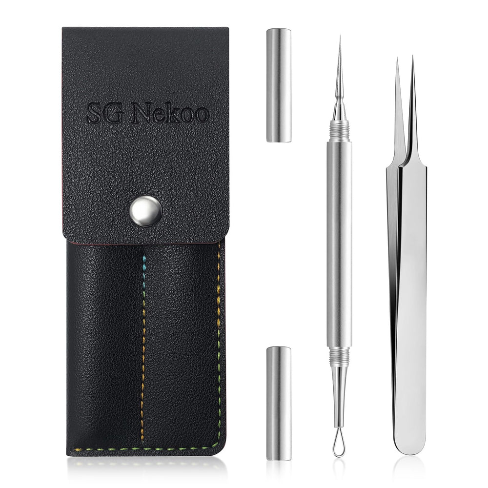 SGNEKOO herramienta de milia doble extremo en estuche, ideal para cuidado facial.