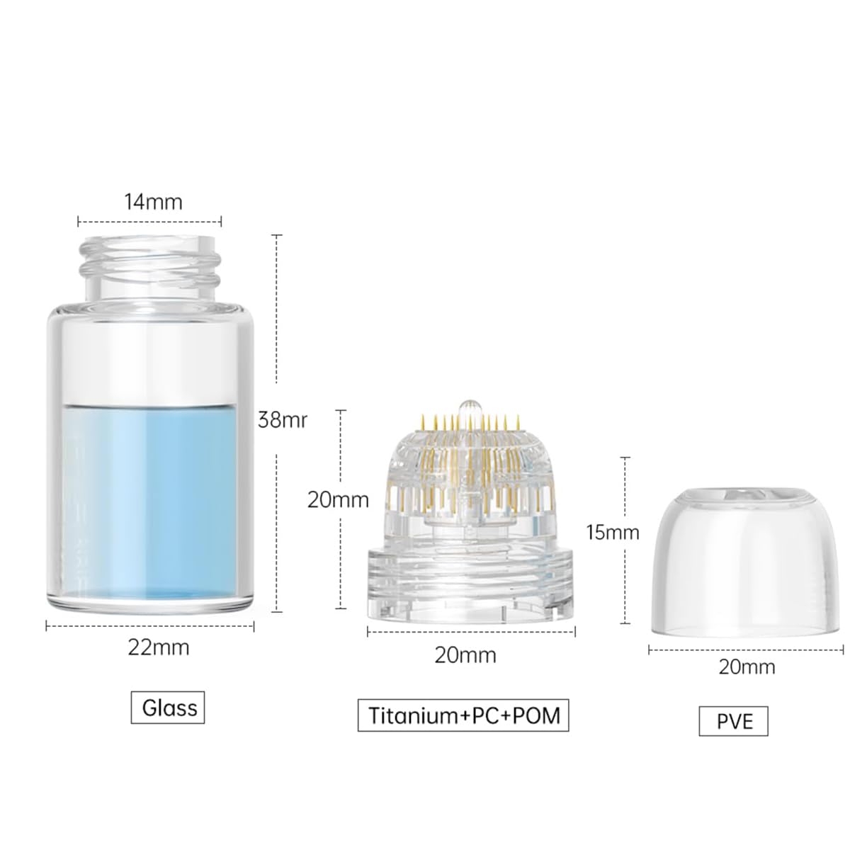 shake beauty derma stamp titanio 20 agujas 0,25 mm para cuidado suave de la piel