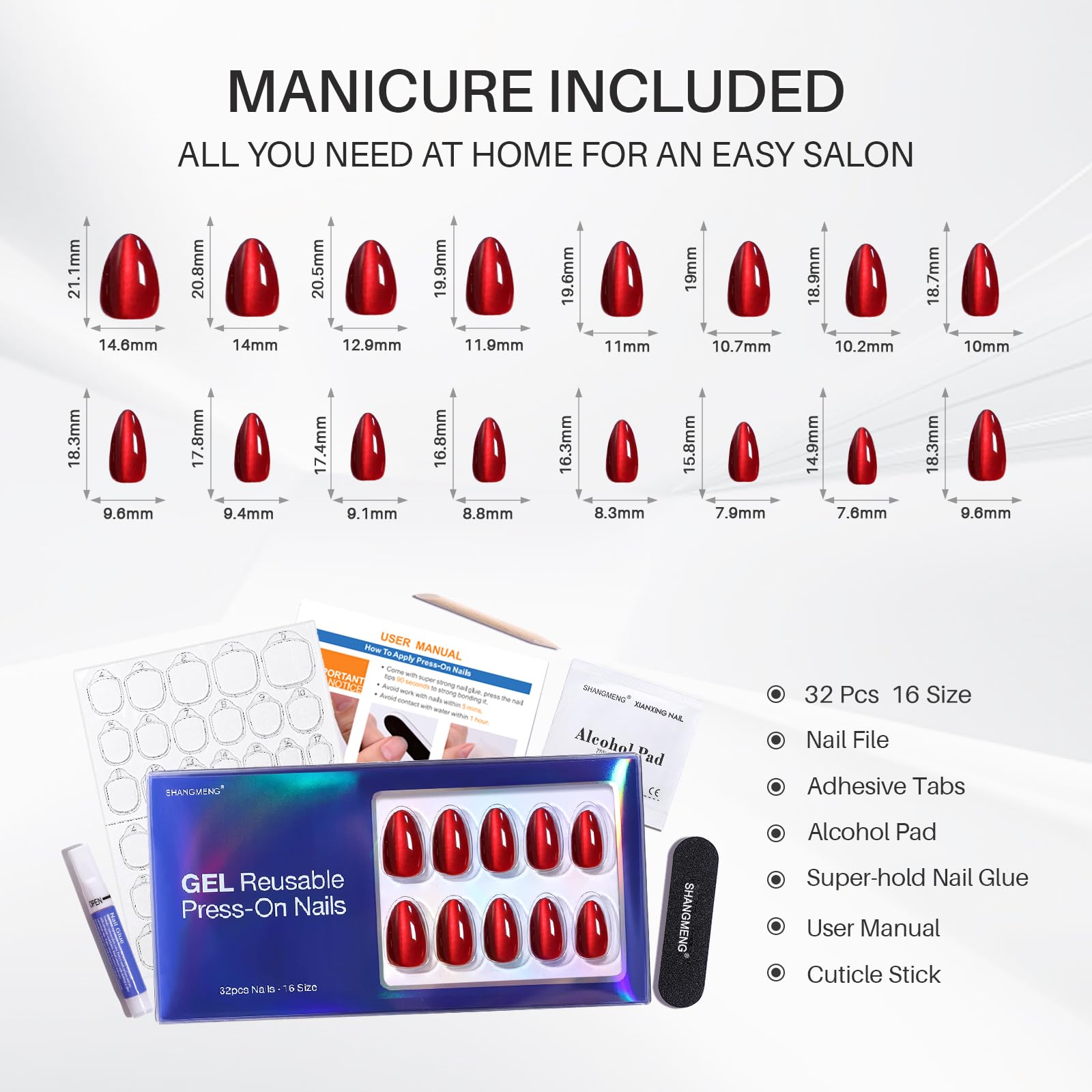 SHANGMENG lima de uñas y accesorios para una aplicación precisa.