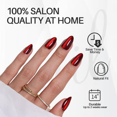 SHANGMENG uñas brillantes en vino con acabado glossy para estilo sofisticado.