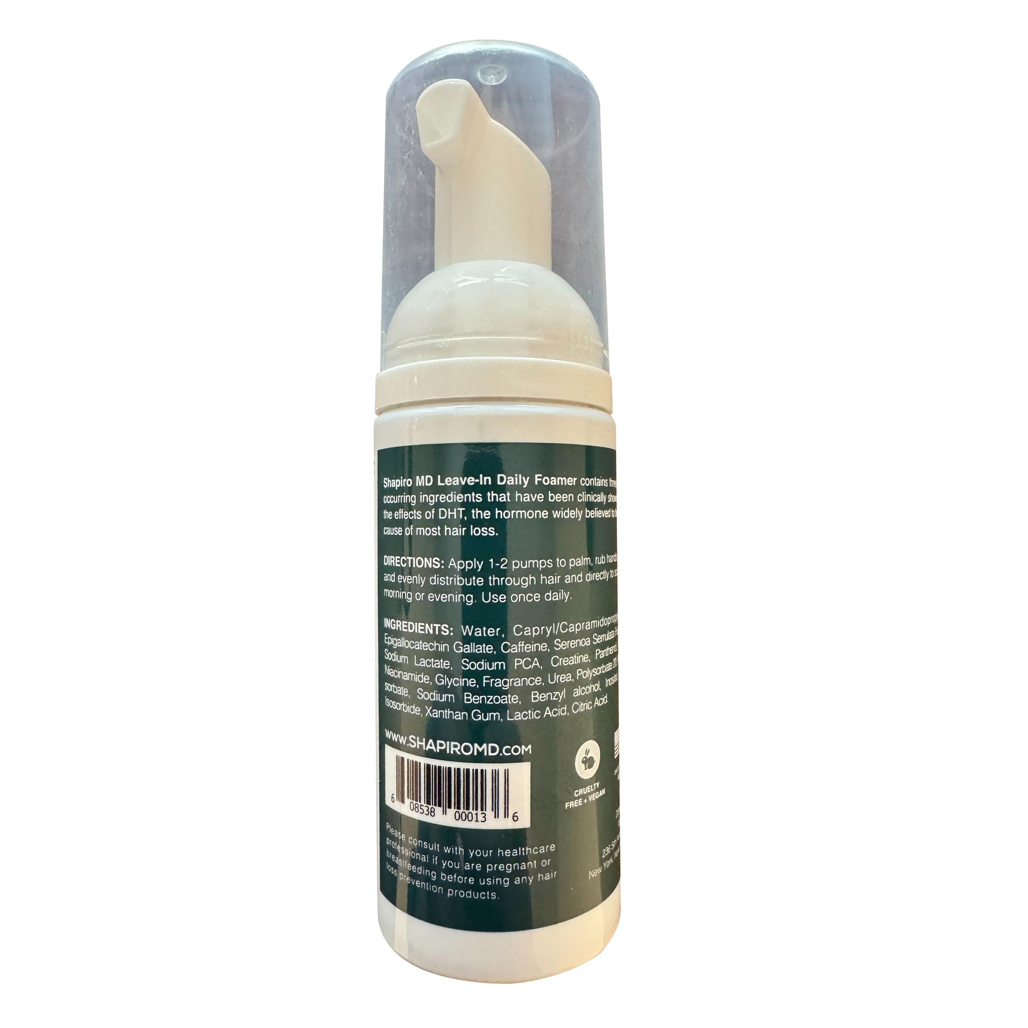 Shapiro MD ingredientes clave como té verde y saw palmetto para cabello.