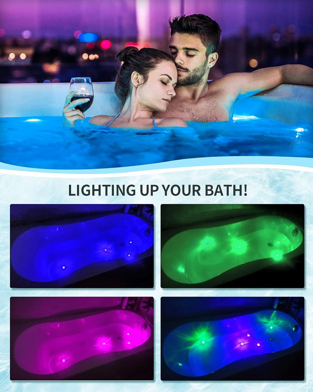 SHARLOVY bombas de baño iluminadas con sorpresa luz púrpura para experiencia sensorial