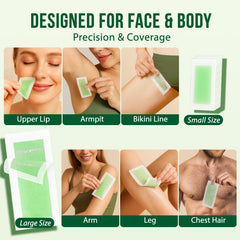 Sharmiz cinta depilatoria facial para labio superior y mejillas, piel tersa tras depilación.