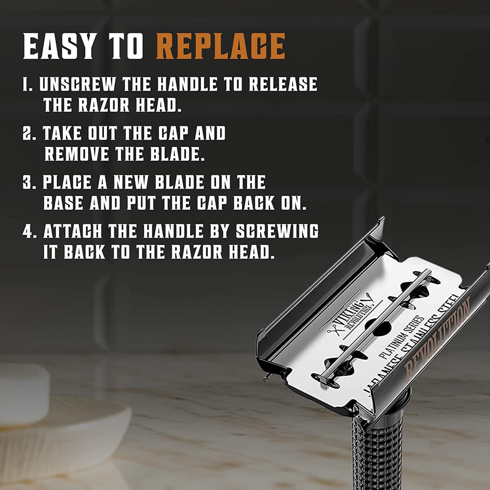 SHAVING REVOLUTION cuerpo de acero inoxidable garantiza longevidad diaria.