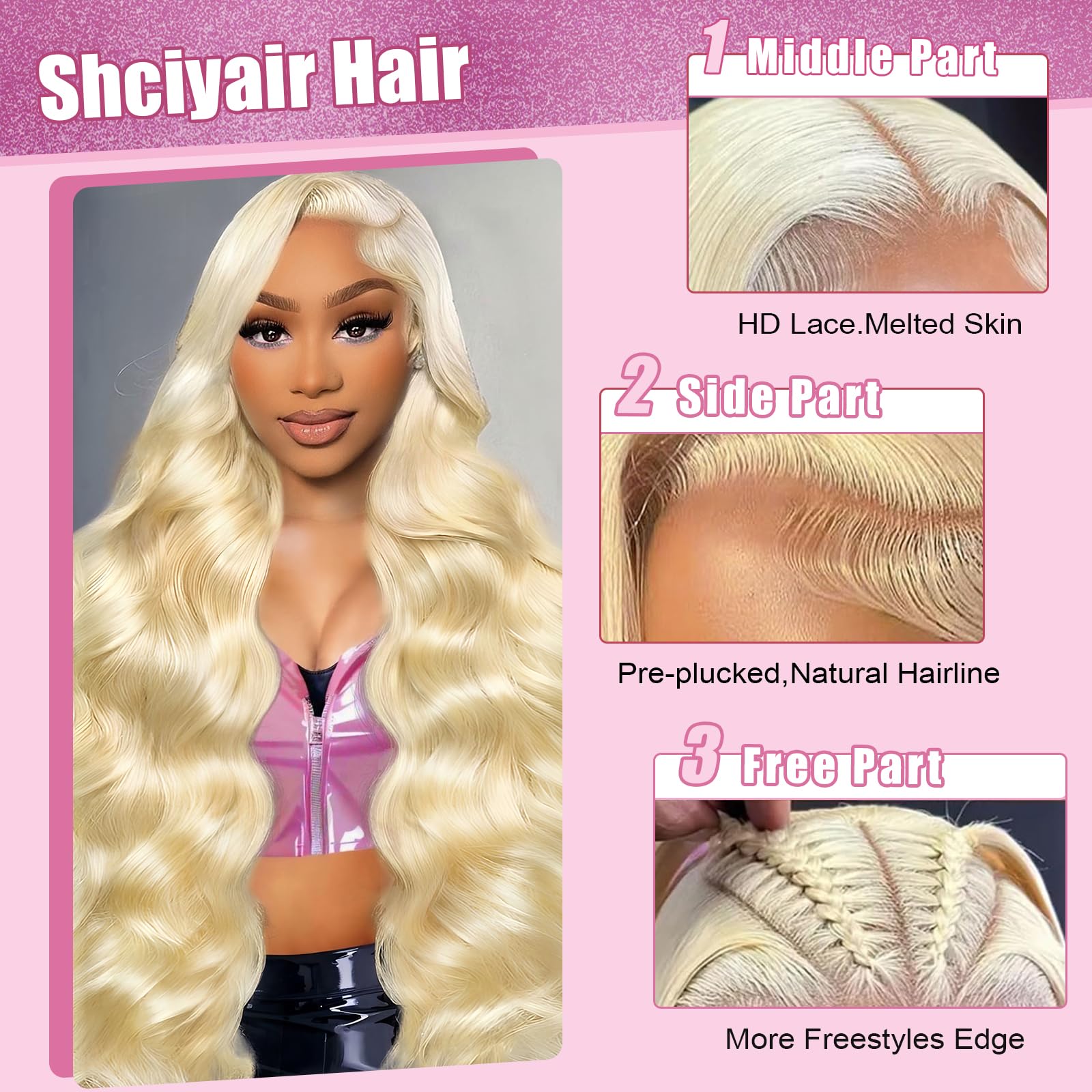 Shciyair 613 onda-cuerpo rubio, look glamoroso de día a noche