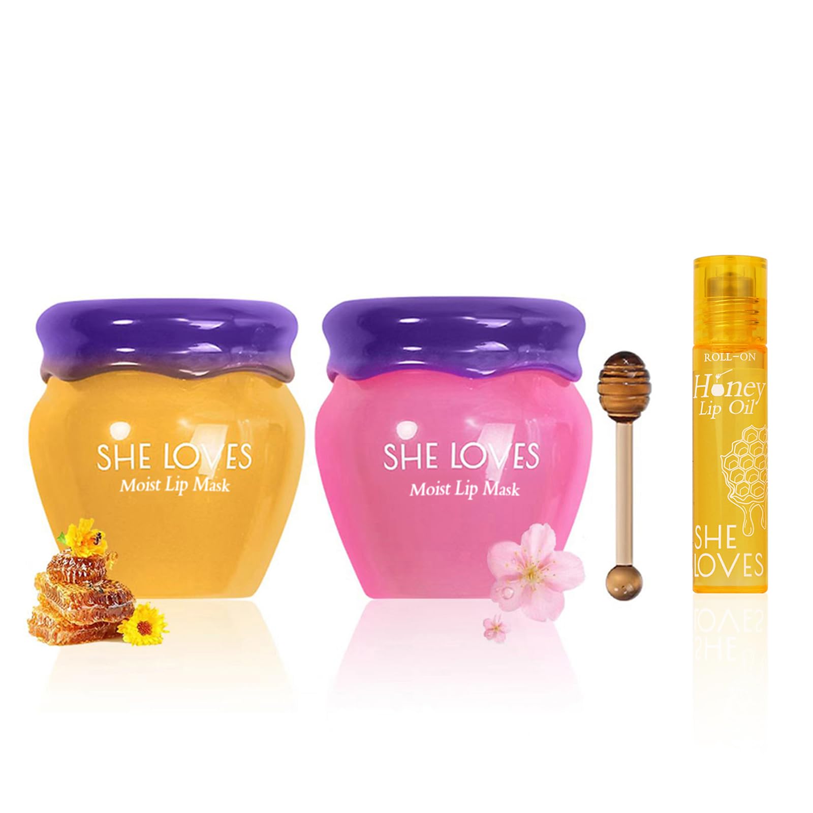 SHE LOVES mascarilla labial nocturna miel y flor de cerezo, hidratación nocturna y suave retirada de piel muerta.