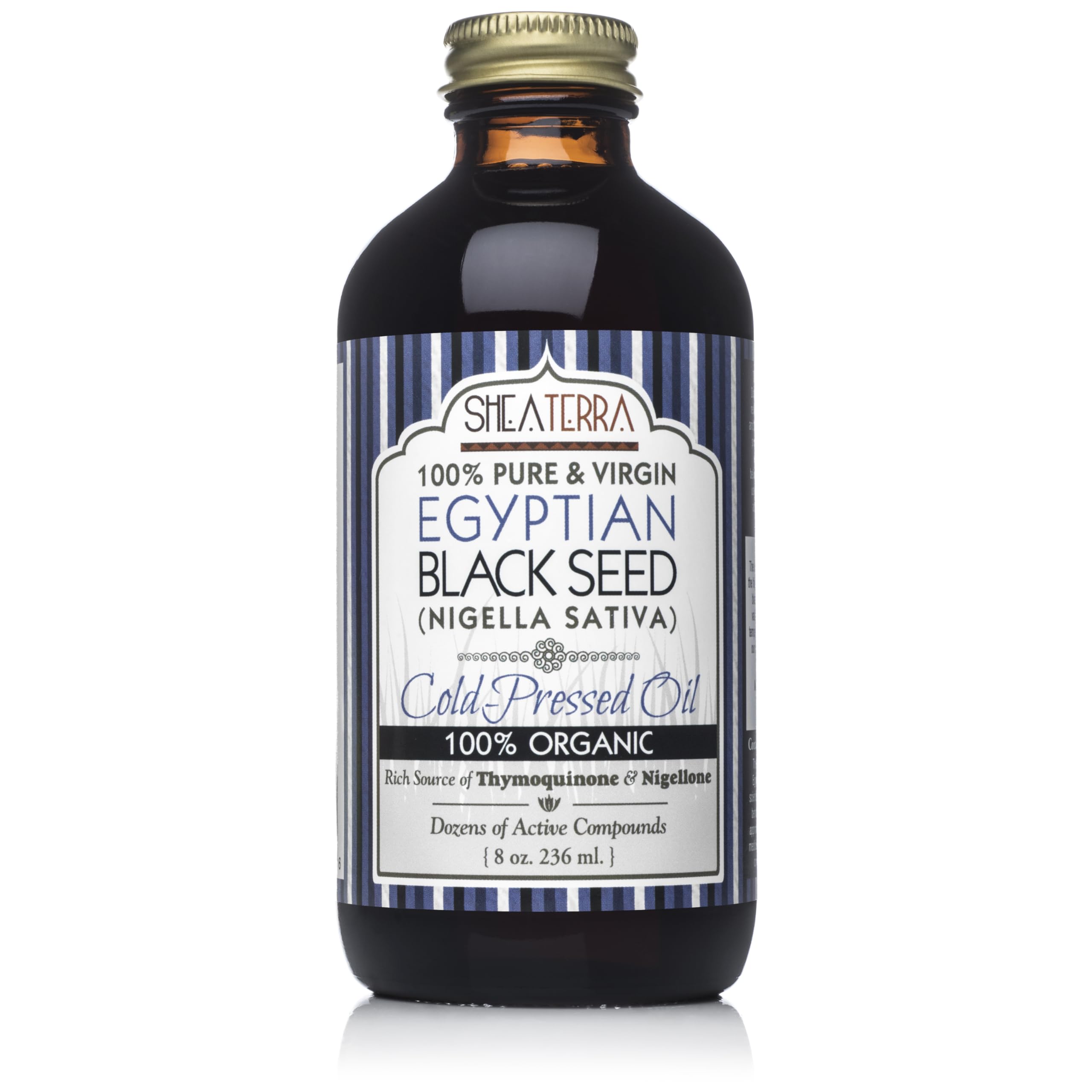 Aceite de semilla negra egipcio de Shea Terra Organics, prensado en frío, para piel y cabello suave.