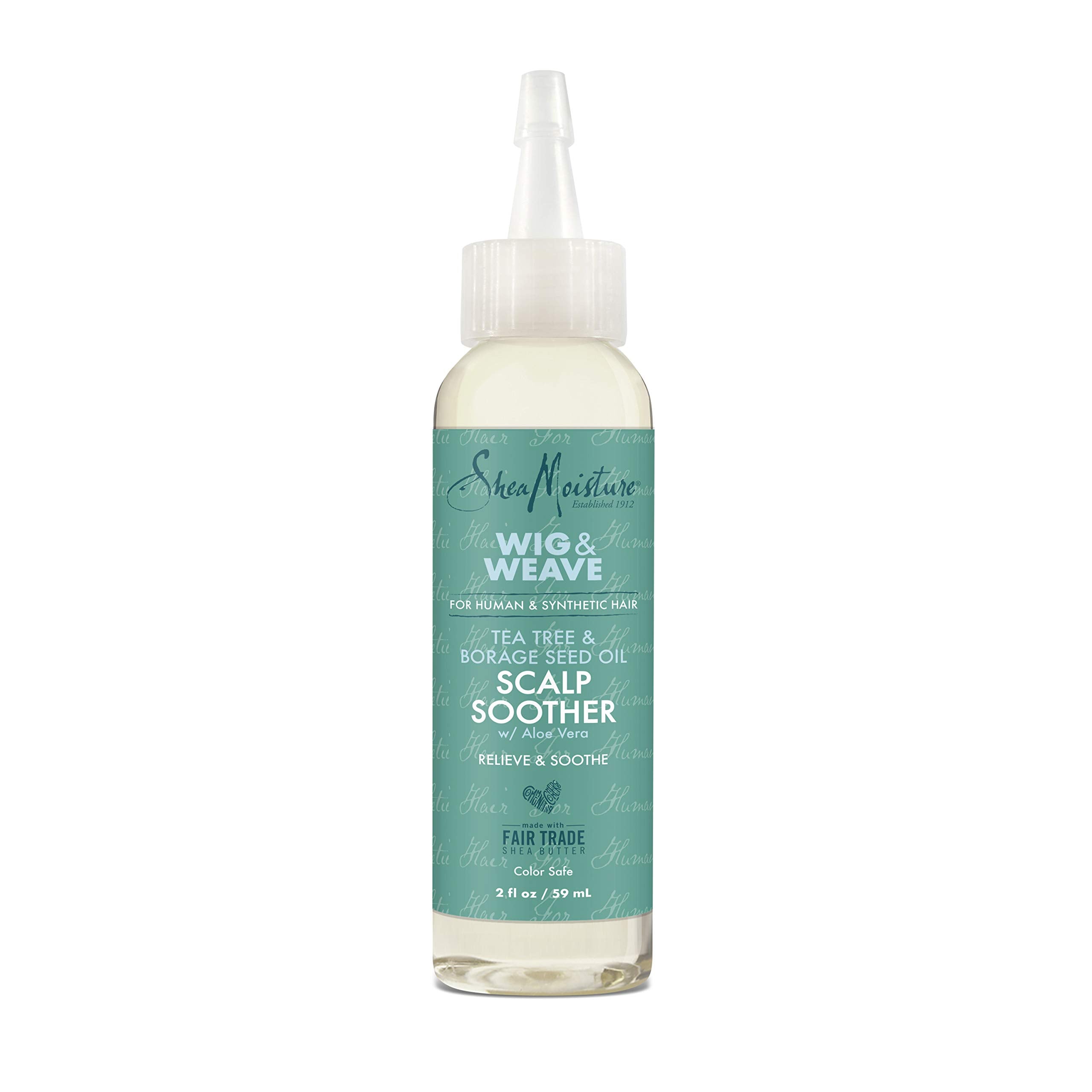 SheaMoisture Aceite Serum Cabello, botella-vertido, alivio suave para el cuero cabelludo.