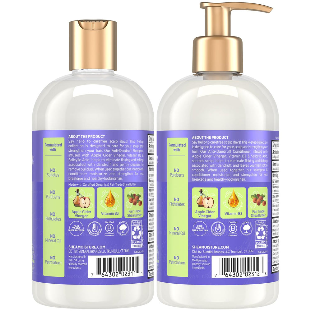 SheaMoisture Acondicionador Anti-Caspa con vinagre de manzana, botella para peinar con facilidad