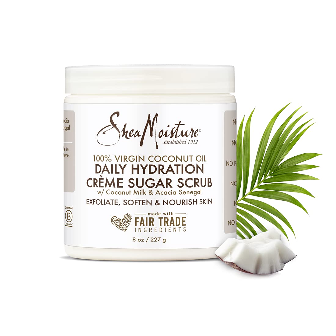 SheaMoisture azúcar cruda, exfoliante corporal para renovación de piel.