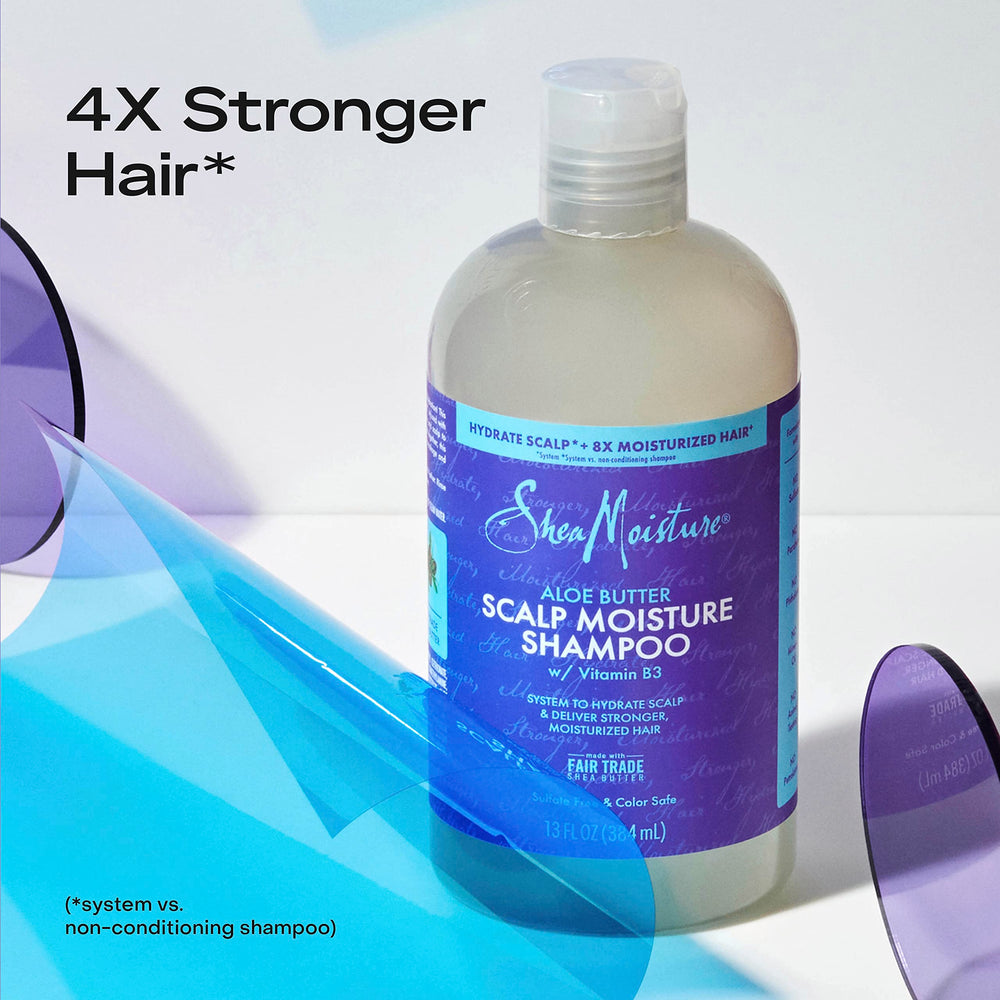 Product lineup on bathroom shelf showcasing natural hair care routine.