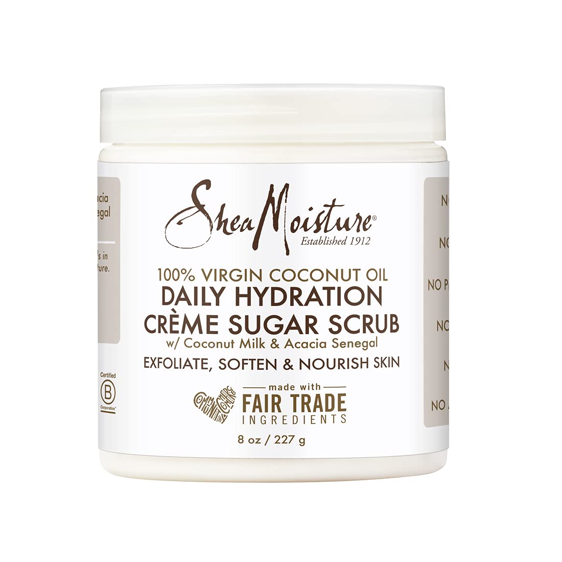 SheaMoisture exfoliante diario en bote, exfoliación suave para piel seca.