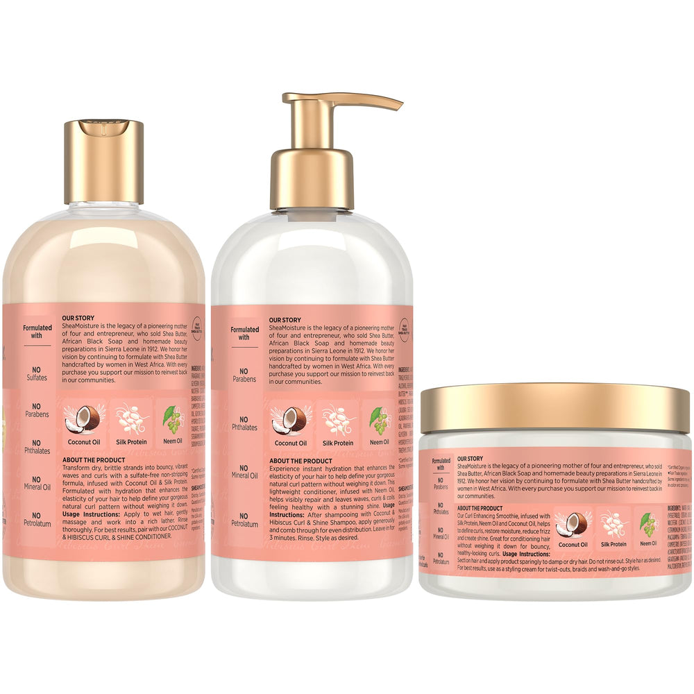 Acondicionador SheaMoisture Coco Hibisco facilita deslizamiento y rizos suaves.