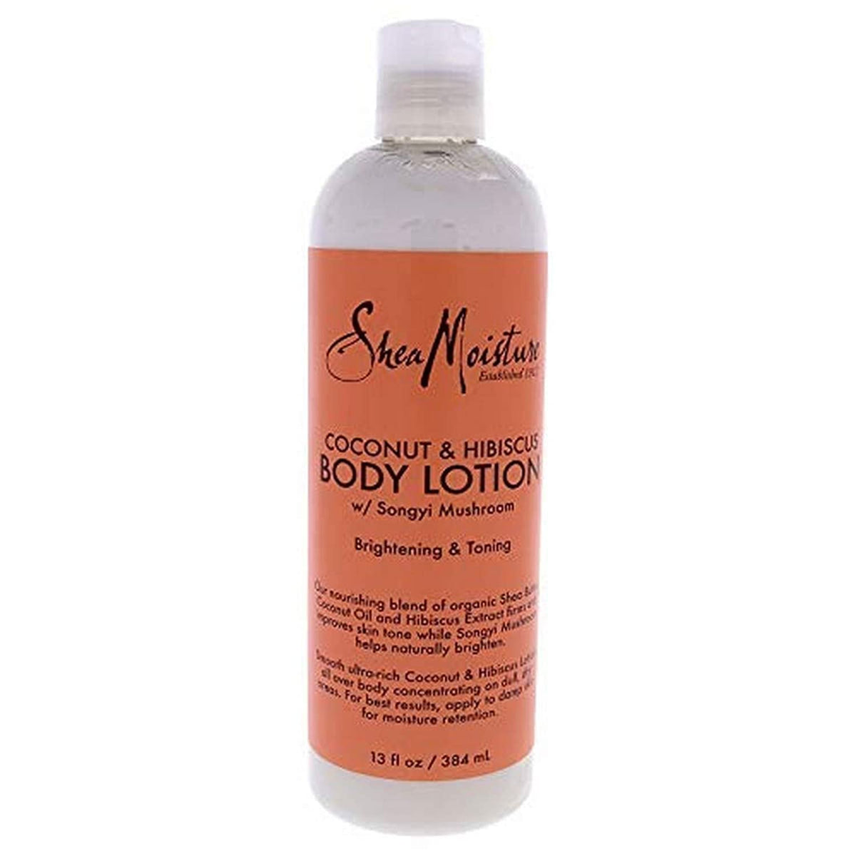 SheaMoisture Coco Hibisco loción corporal, botella, textura suave para piel sedosa