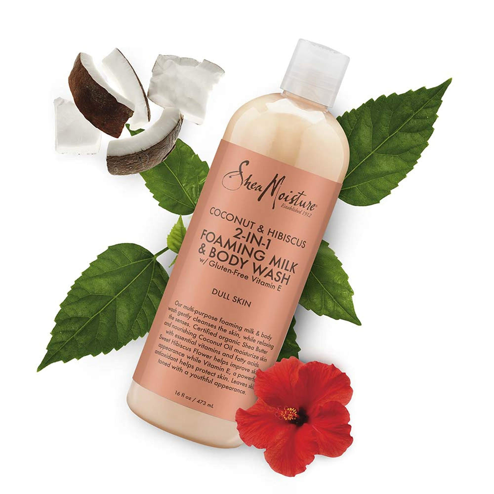 SheaMoisture Coco Hibiscus: etiqueta con ingredientes naturales certificados