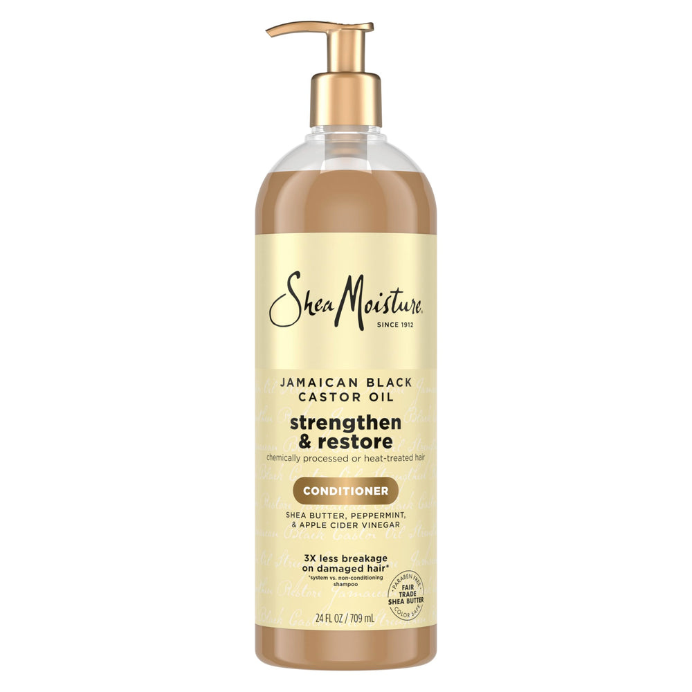 Botella SheaMoisture Condicionador fortalece y restaura el cabello