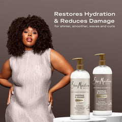 SheaMoisture Acondicionador Moisture & Smooth, aplicación de raíces a puntas, facilita peinado.