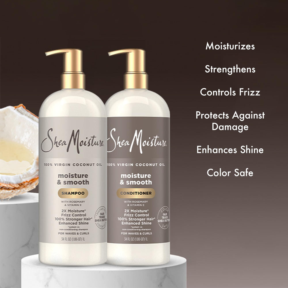 SheaMoisture Acondicionador Moisture & Smooth, desenreda con peine y deja cabello suave.