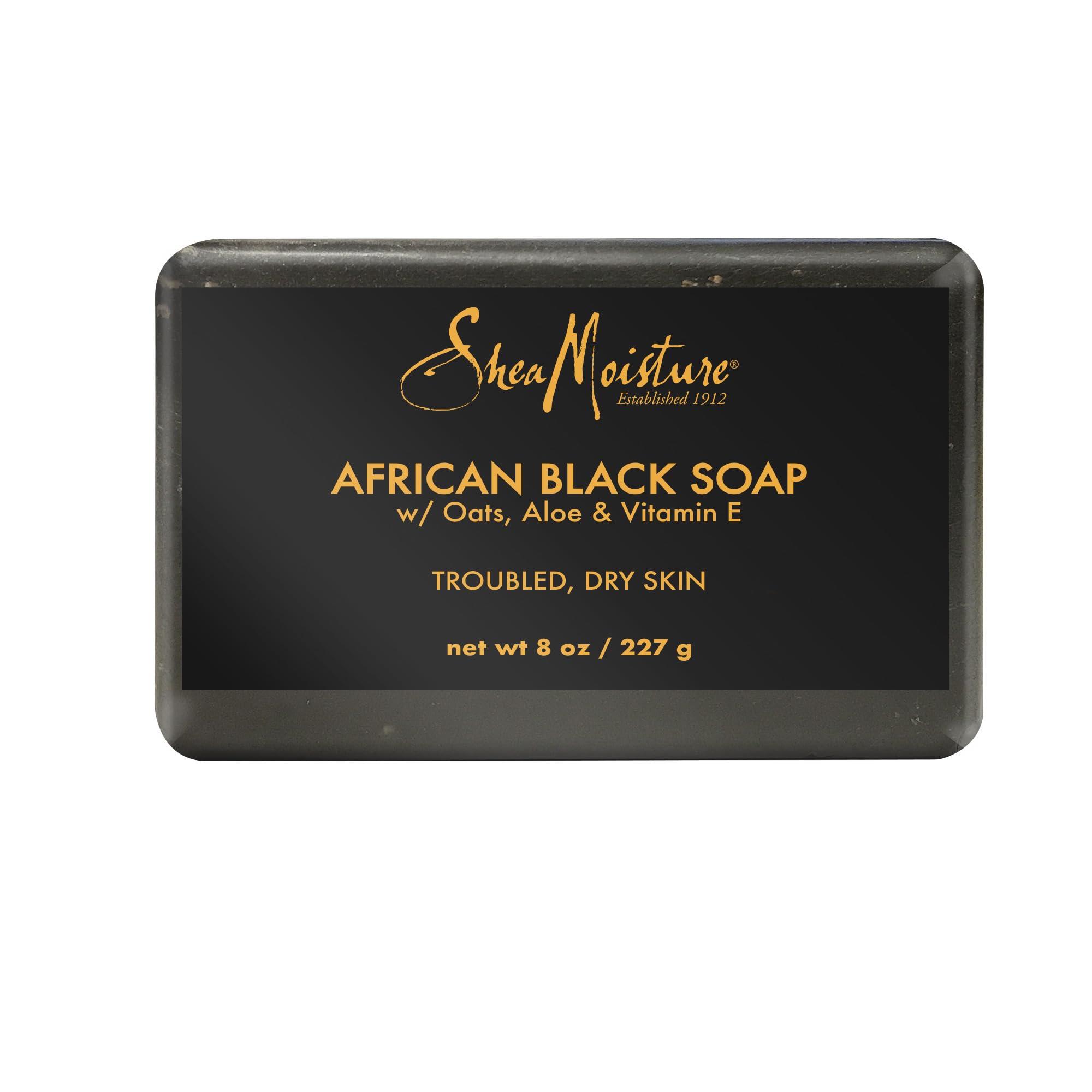 SheaMoisture Jabón negro africano en empaque compacto para uso diario.
