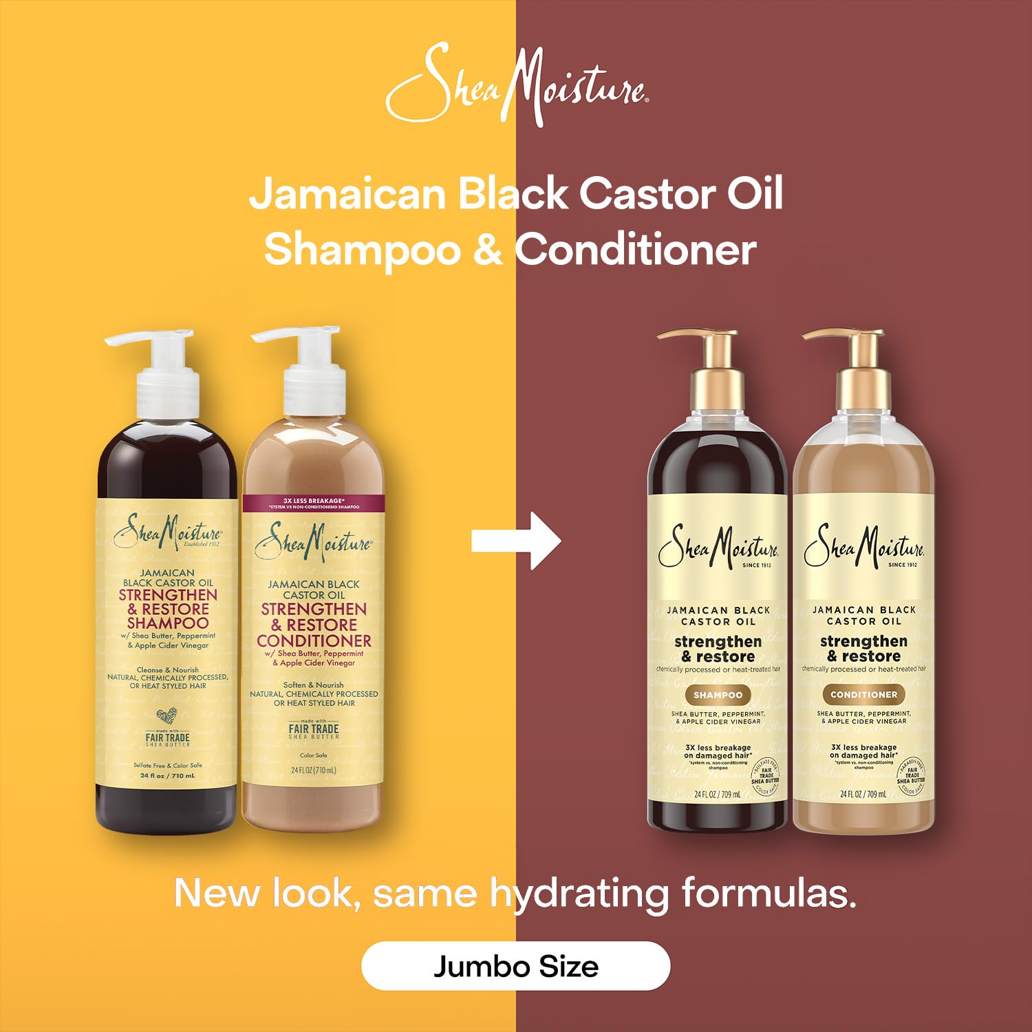SheaMoisture Jamaica Black Castor Oil diseño de envase elegante y práctico.