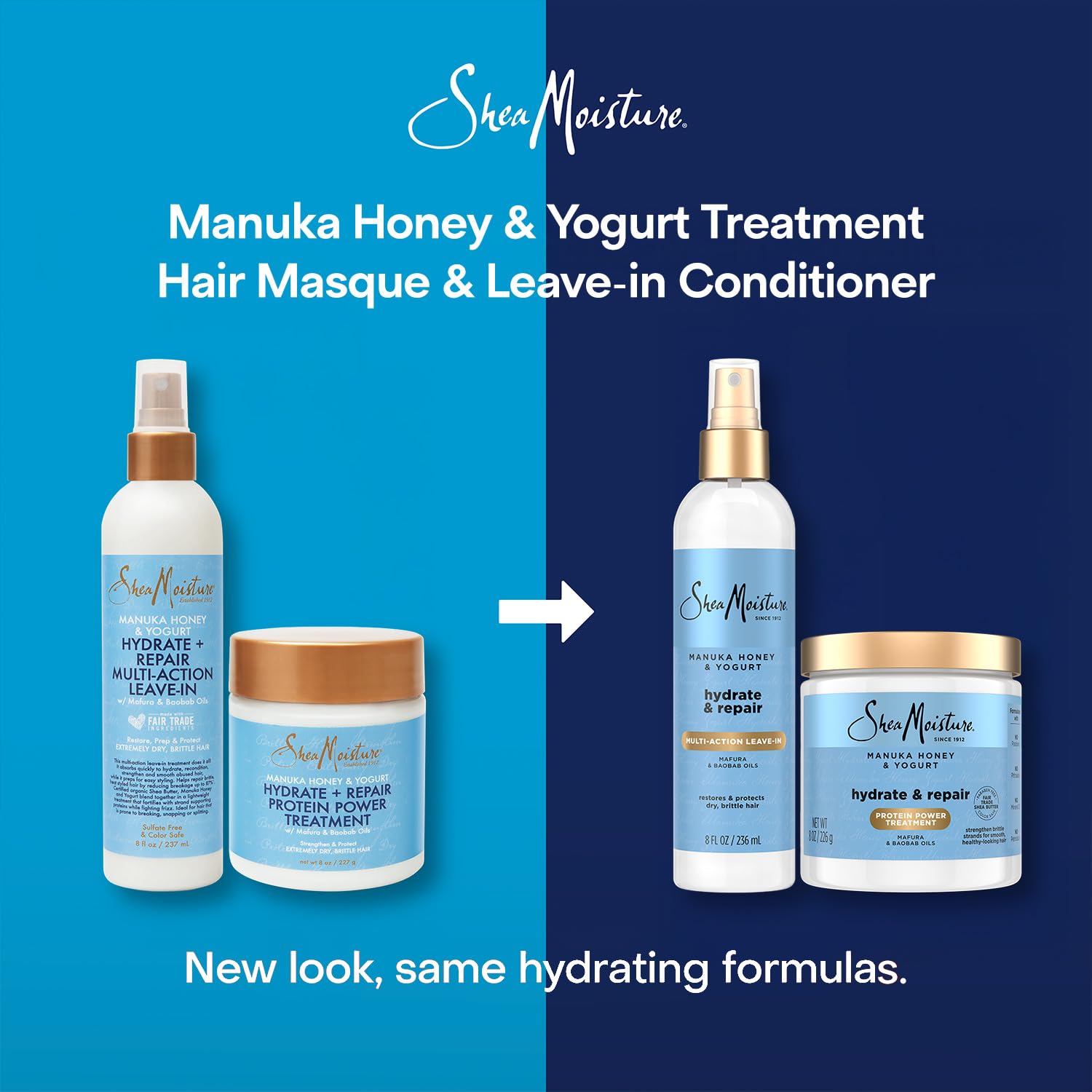 Fórmula SheaMoisture con manteca de karité y aceites vegetales para nutrición.