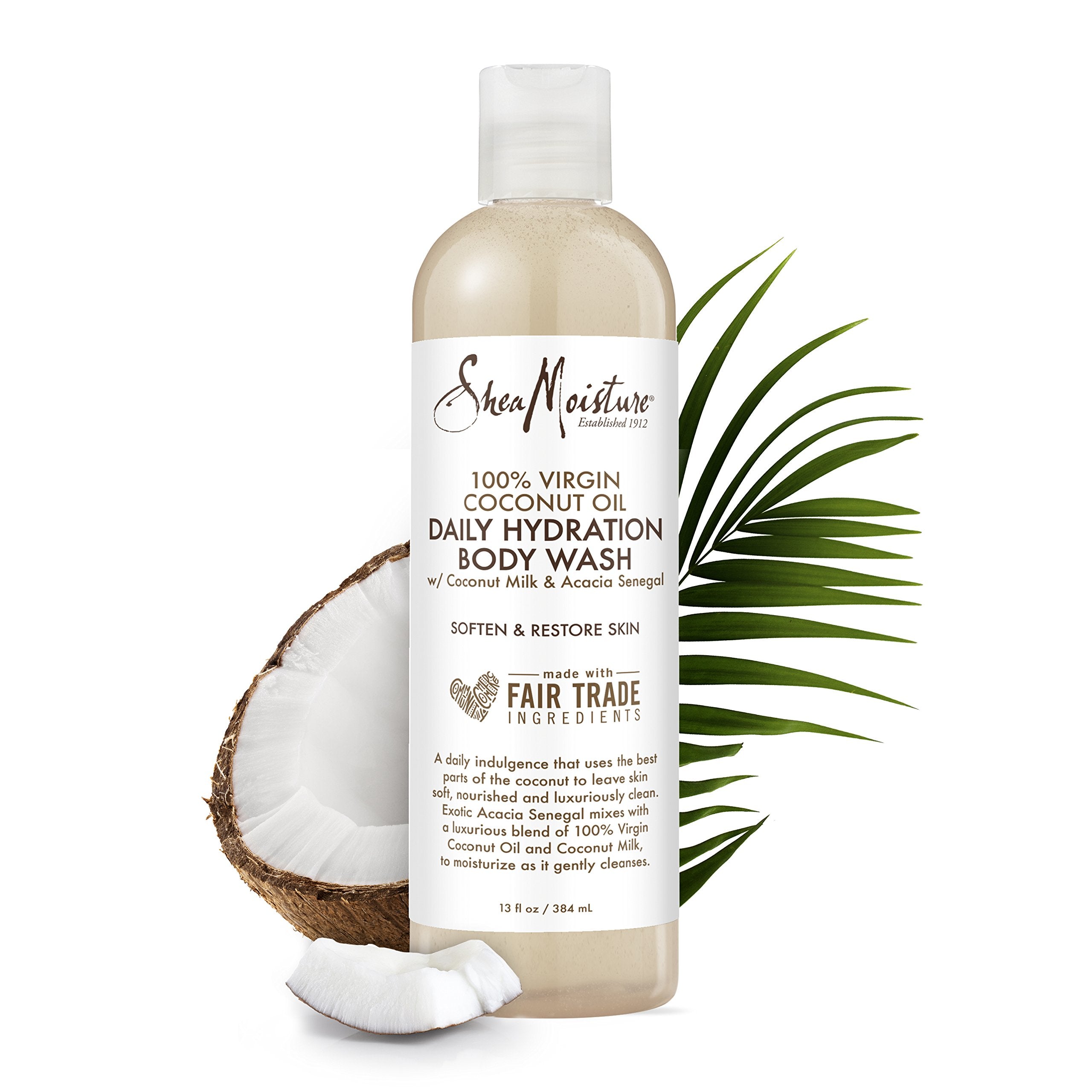 SheaMoisture leche de coco virgen para piel nutrida tras la ducha.
