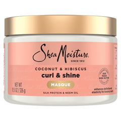 Mascarilla SheaMoisture coco hibisco en bote para rizos definidos.