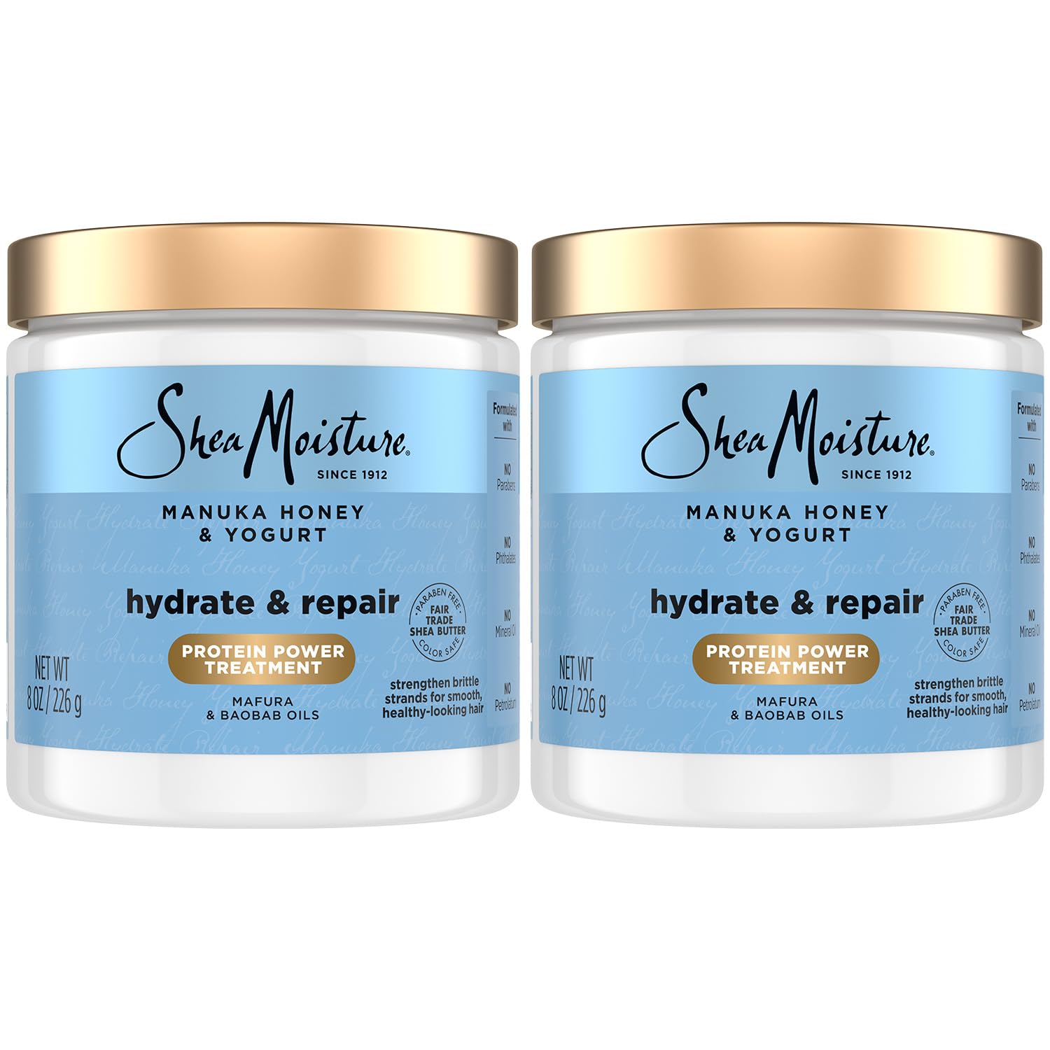 SheaMoisture Mascarilla Manuka Yogur, frasco 8 onzas para reparación nutritiva del cabello.