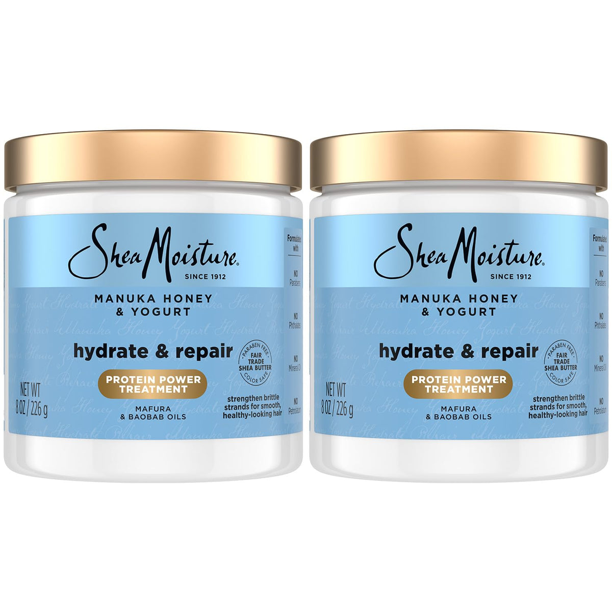 SheaMoisture Mascarilla Manuka Yogur, frasco 8 onzas para reparación nutritiva del cabello.