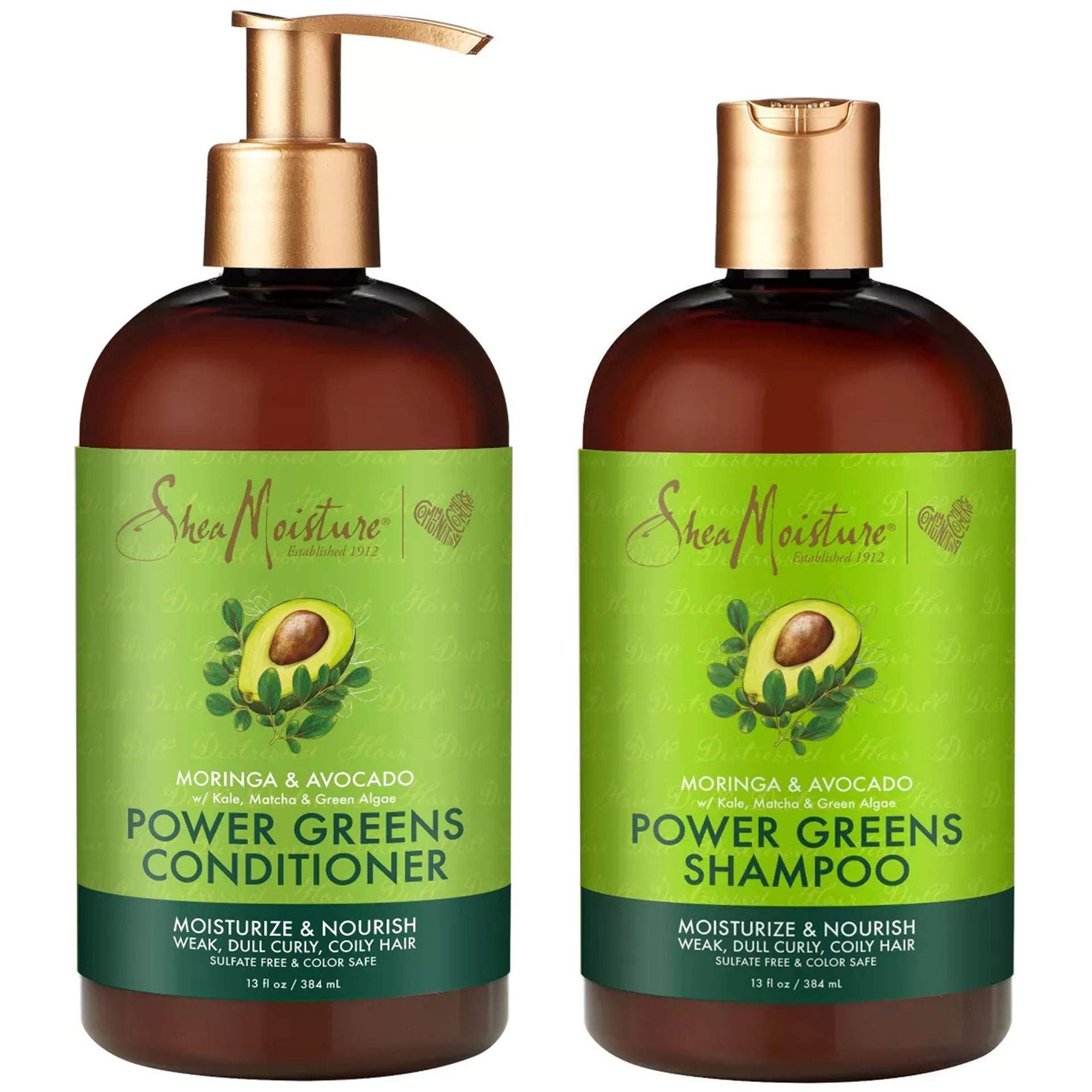 SheaMoisture champú Verdes Potentes botella, limpieza suave para rizos naturales