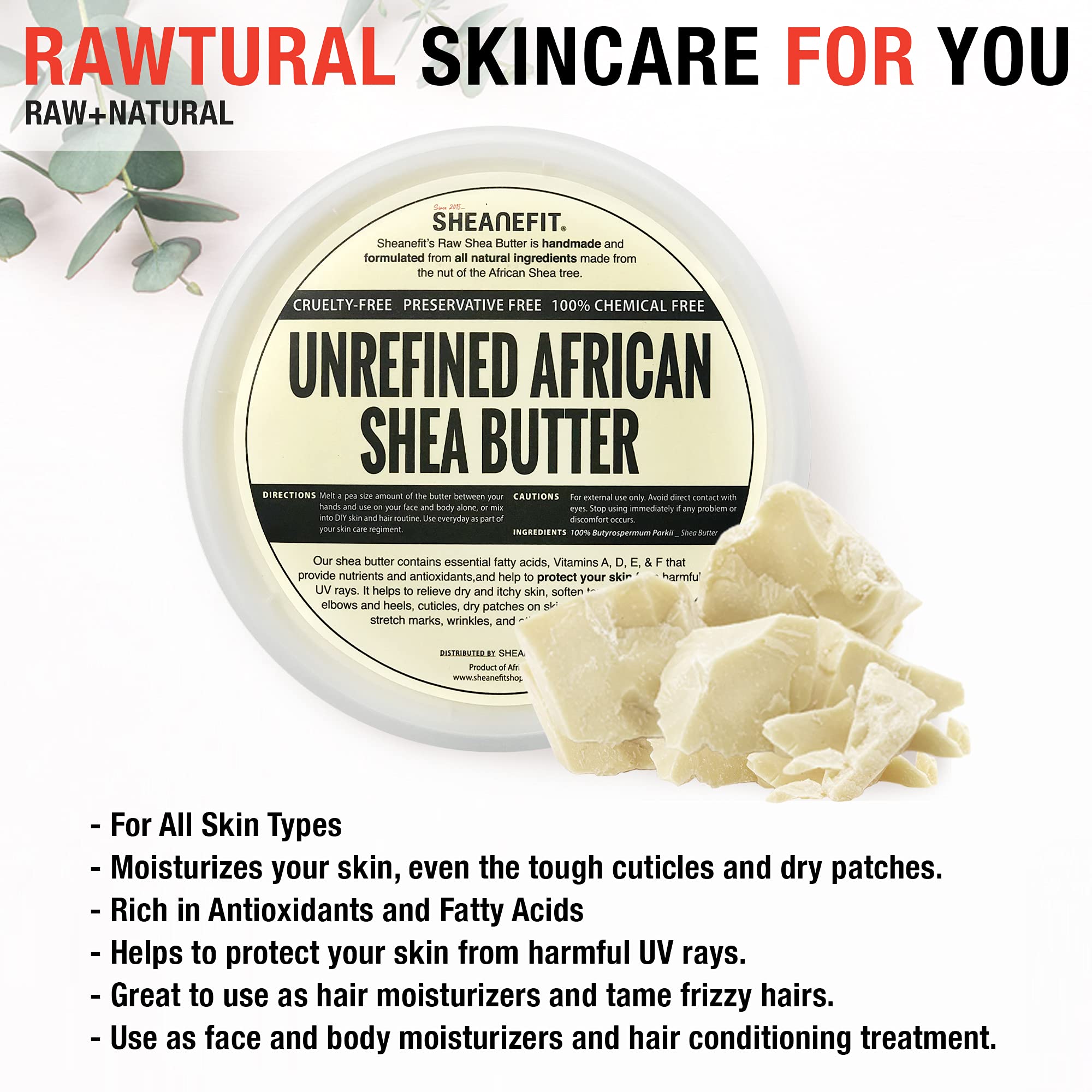 Sheanefit karité cruda, acondicionador natural para cabello nutrido.