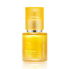 SHEGLAM 24K Glow Hair Oil Serum bottle close-up for glossy finish and protection.