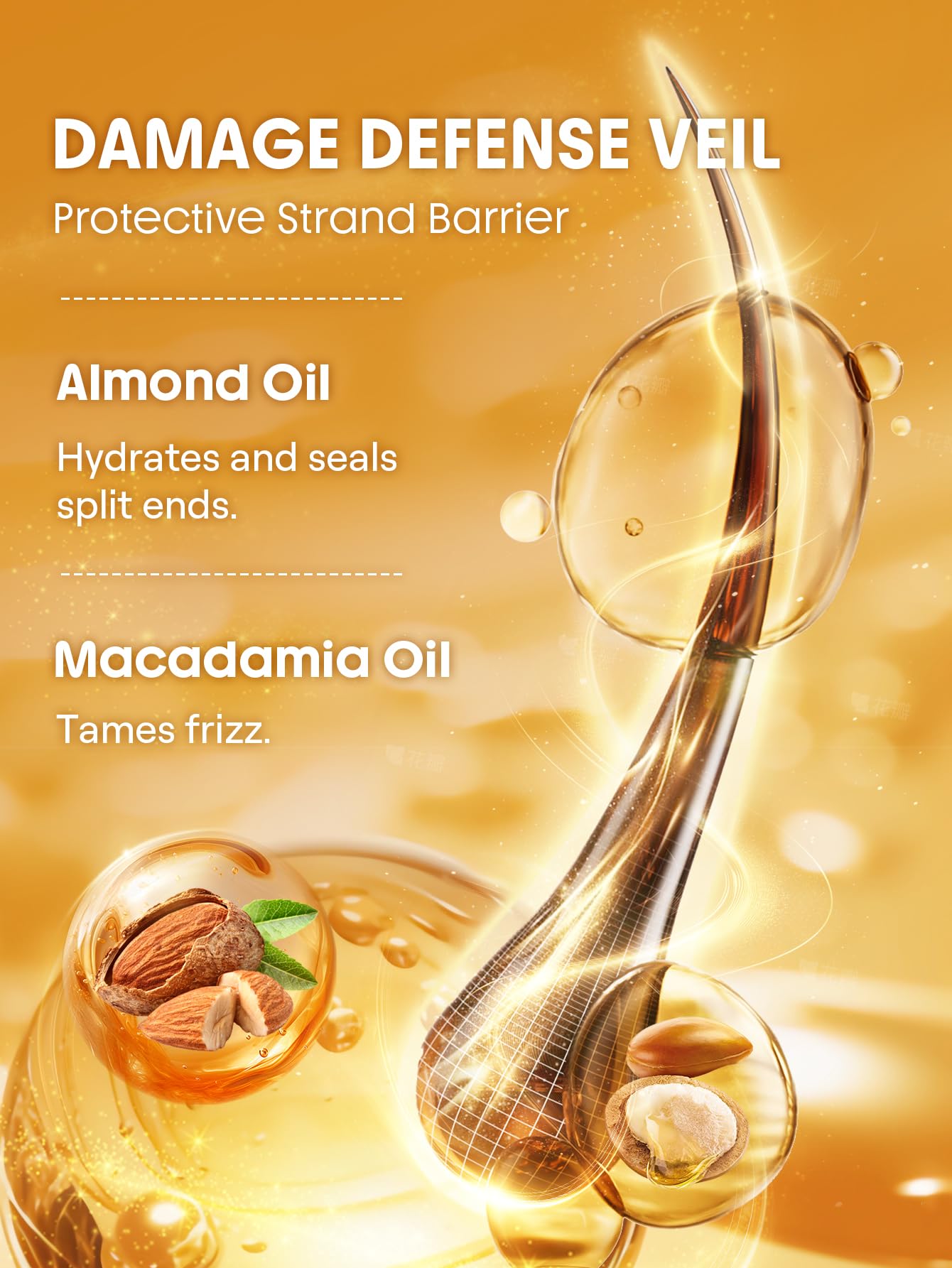 SHEGLAM 24K Glow Hair Oil Serum paired with straightening brush for heat protection.