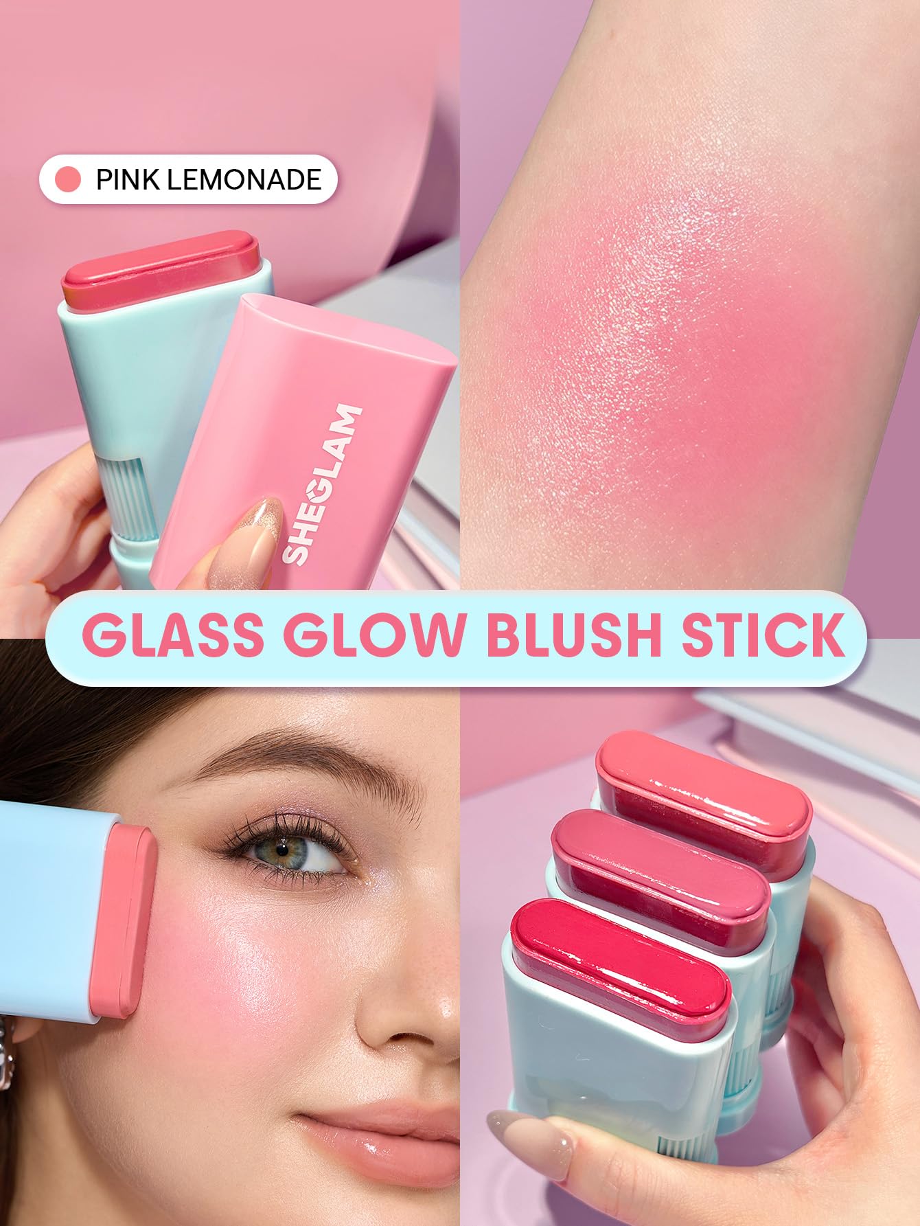 SHEGLAM tono rosado limón en barra para labios y mejillas.