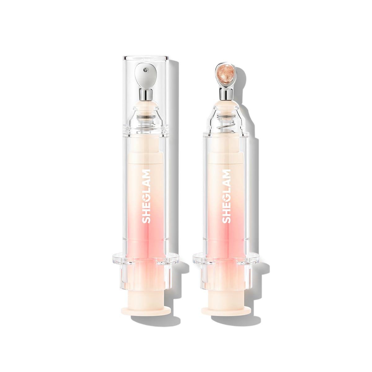 SHEGLAM Booster Shine con boquilla metálica para aplicación precisa y acabado uniforme.