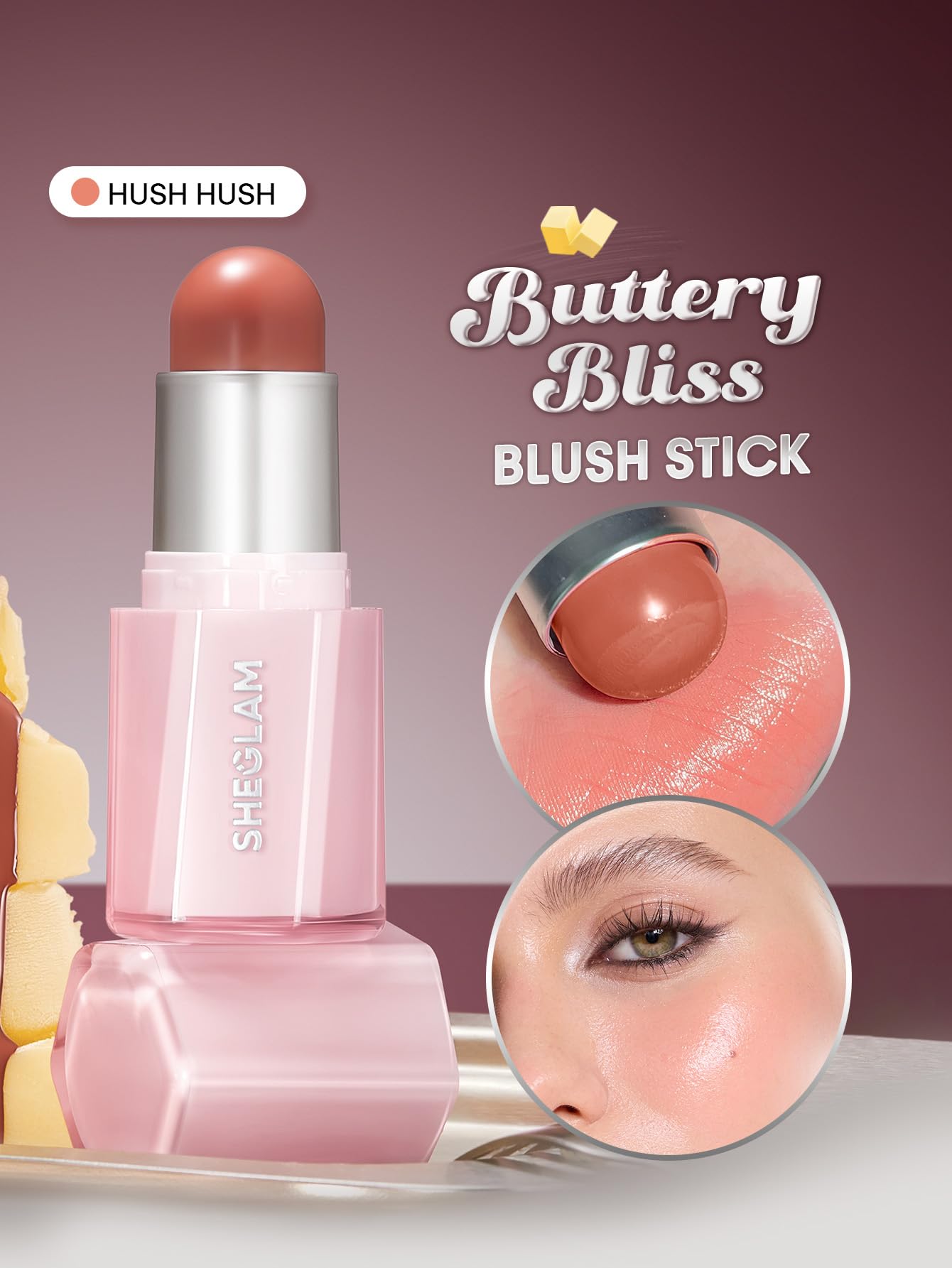 SHEGLAM Buttery Bliss Blush Stick aplicación suave para un look natural