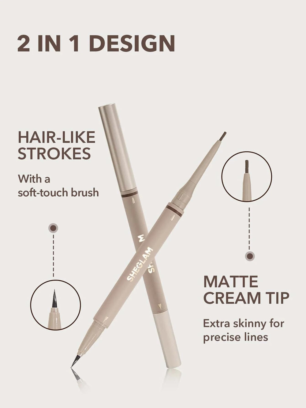 SHEGLAM cejas tinta líquida impermeable para definición duradera.