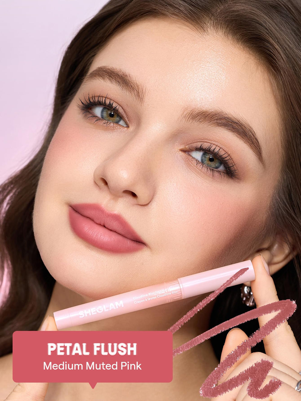 Delineador labial SHEGLAM Cloudline con textura hidratante para labios suaves.