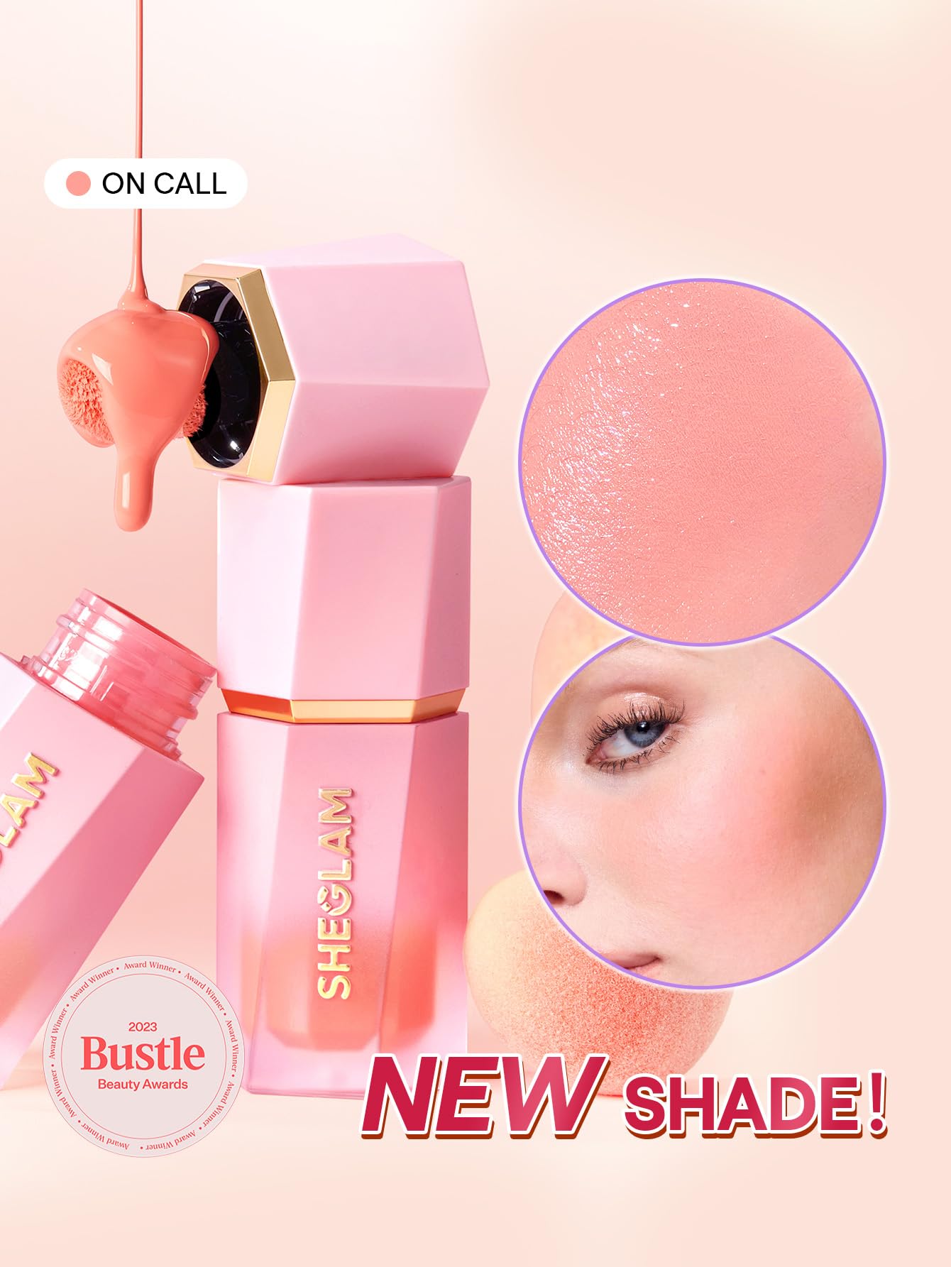 SHEGLAM Color Bloom Blush Líquido con textura ligera para un acabado natural.