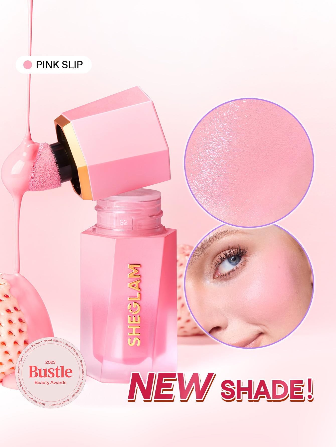 SHEGLAM Color Bloom Rosa Deslizante, fórmula resistente al agua para durabilidad prolongada.