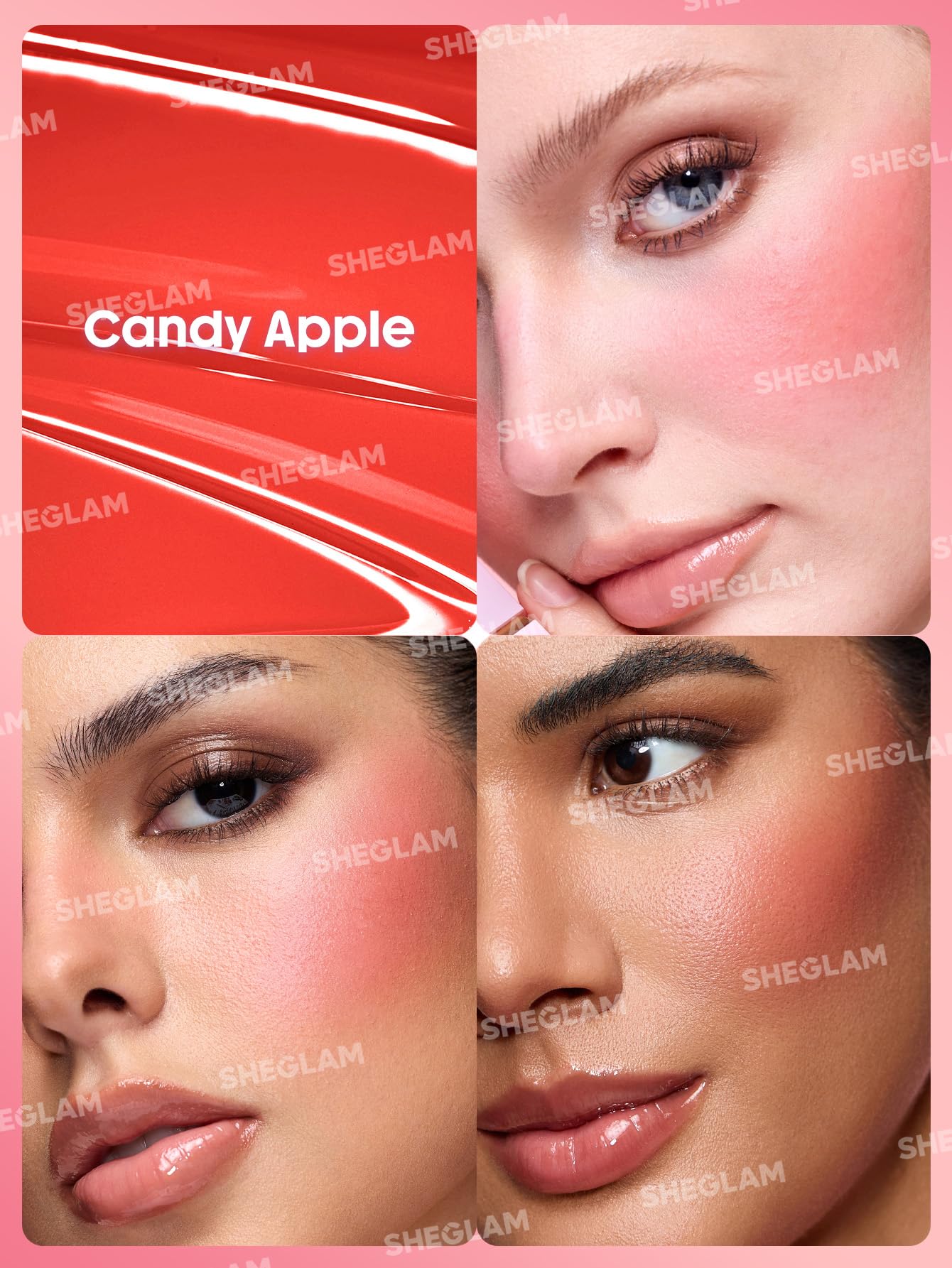 SHEGLAM Color Bloom Candy Apple cobertura ligera para un look natural.