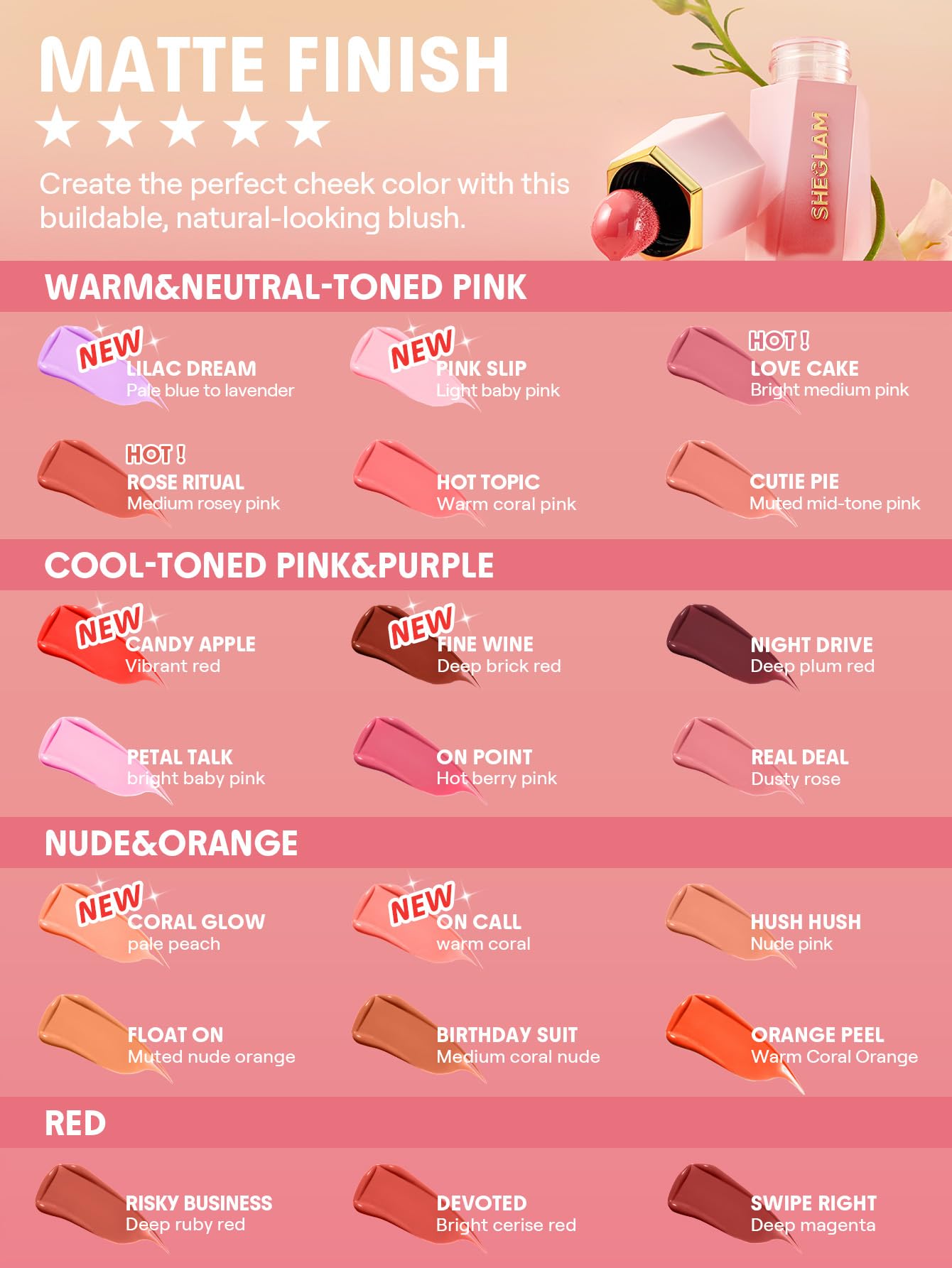 SHEGLAM Color Bloom Candy Apple con vitamina C para iluminar la piel.