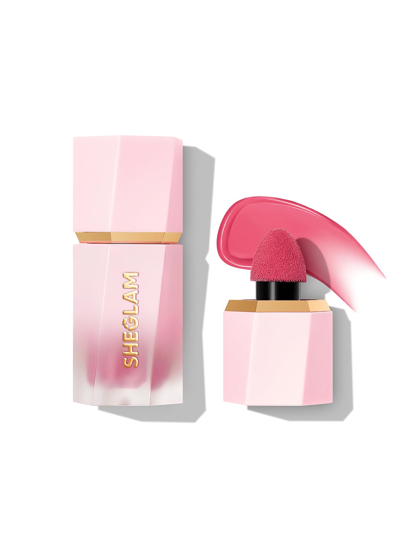 SHEGLAM Color Bloom Blush Líquido: empaque compacto para retoques rápidos.