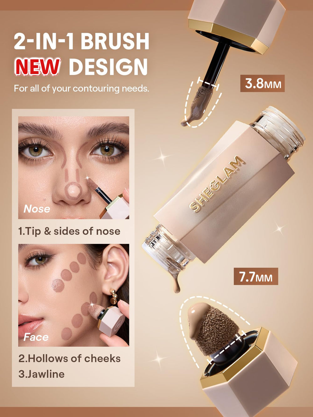 SHEGLAM Precision Sculpt Contorno líquido aplicador con punta precisa para zonas difíciles.