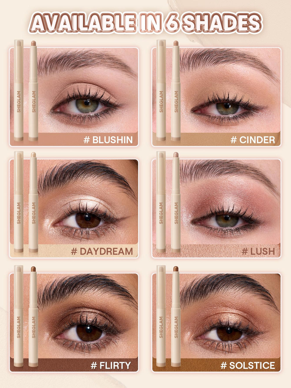 SHEGLAM Creamsicle Stick tonos neutros: seis opciones versátiles
