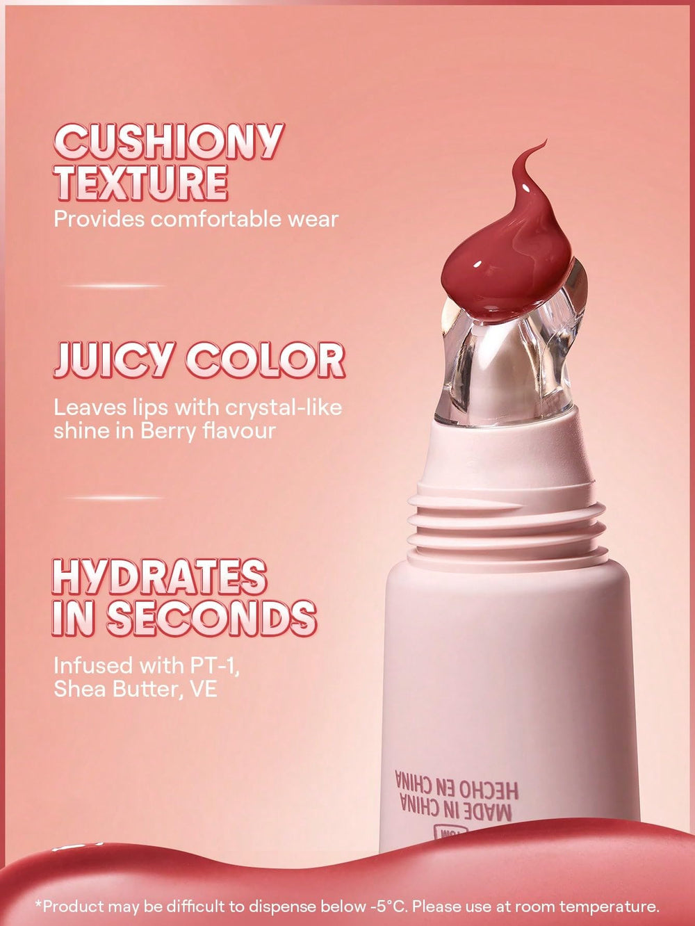 SHEGLAM Crystal Glaze: aplicación suave en labios para color jugoso.