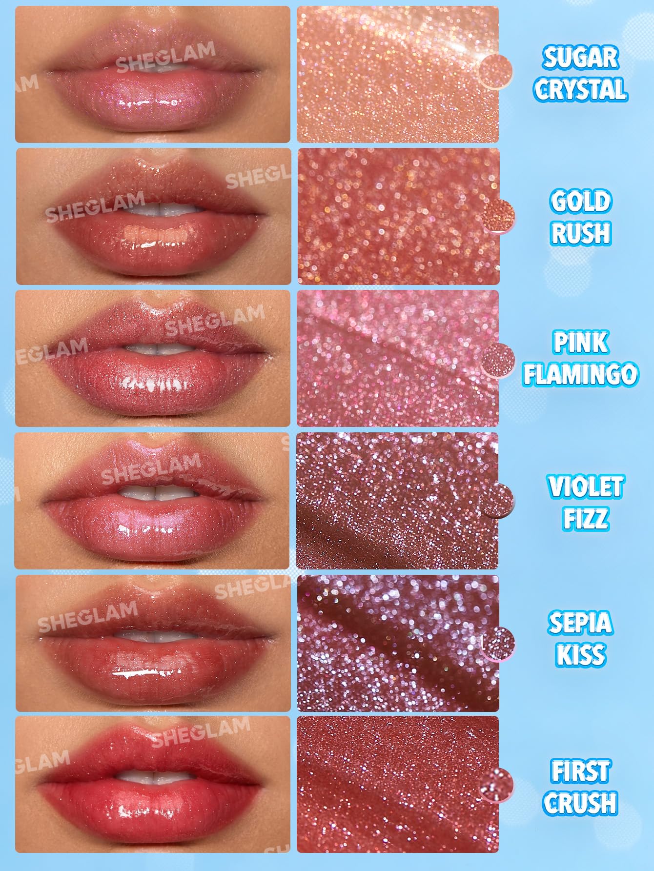 SHEGLAM destellos micro reflectantes realzan el brillo y la luminosidad